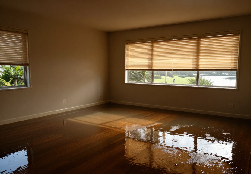 Water-damaged basement in Fairfield Heights before drying